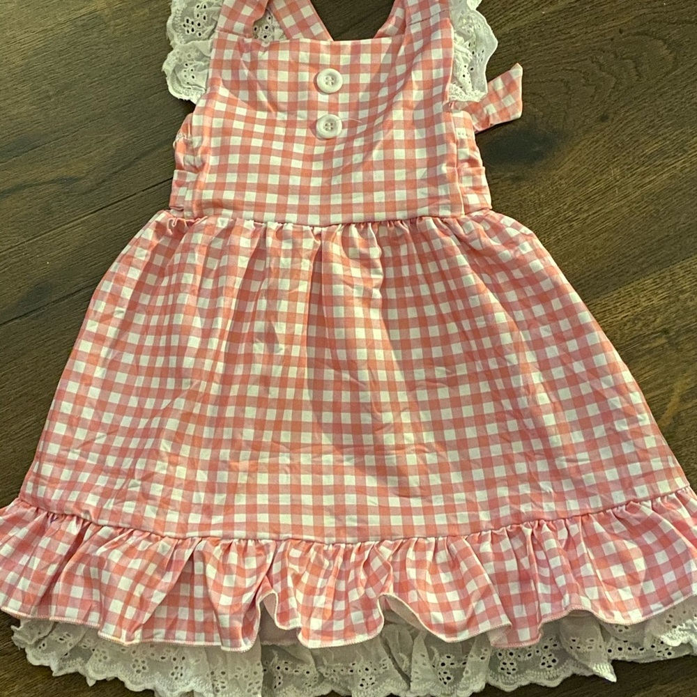 Pink & White ruffle gingham dress